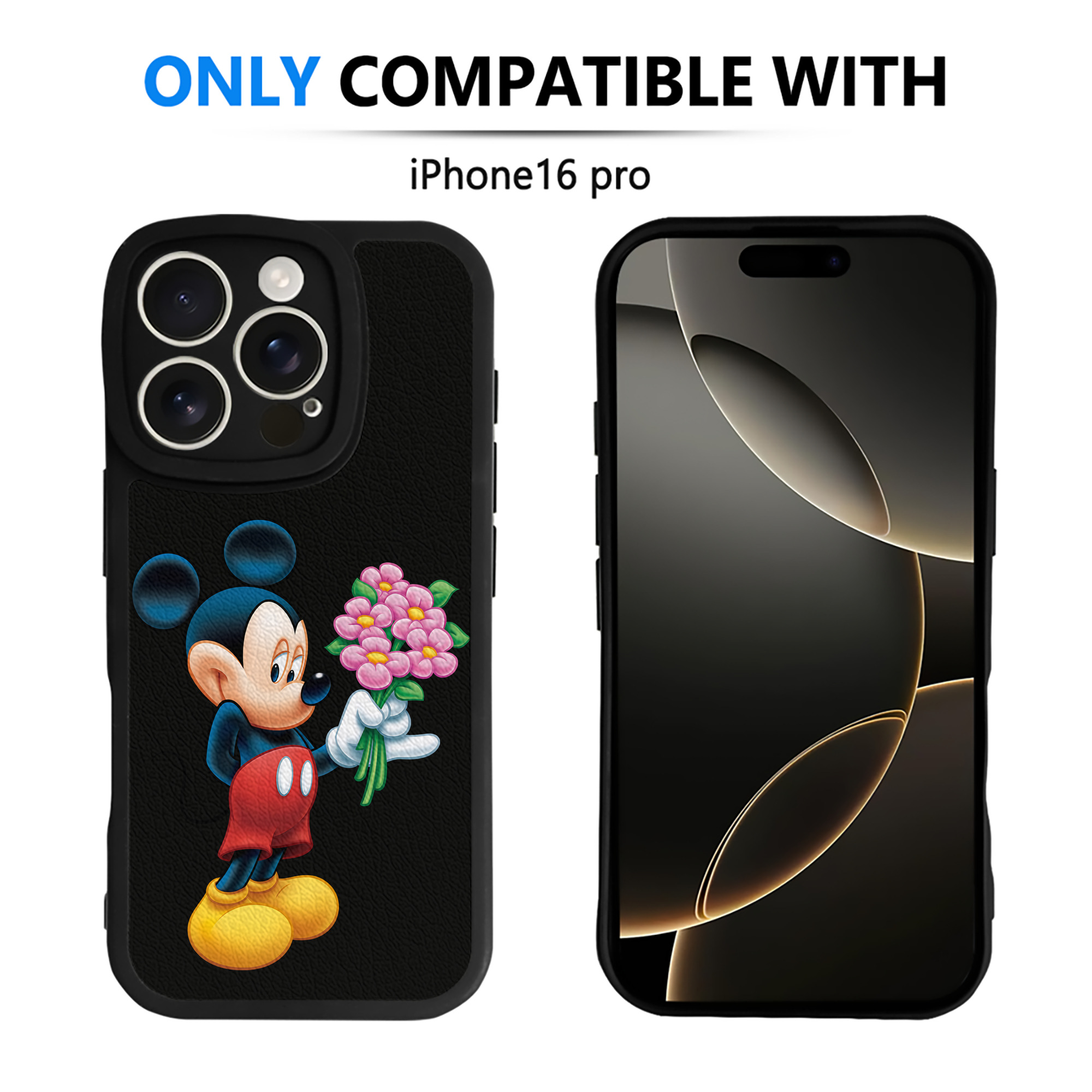 （画像用） ミッキーマウス Mickey Mouse 【iPhone 16シリーズ対応】シリコンスマホケース（レザー調） 材質：シリコン